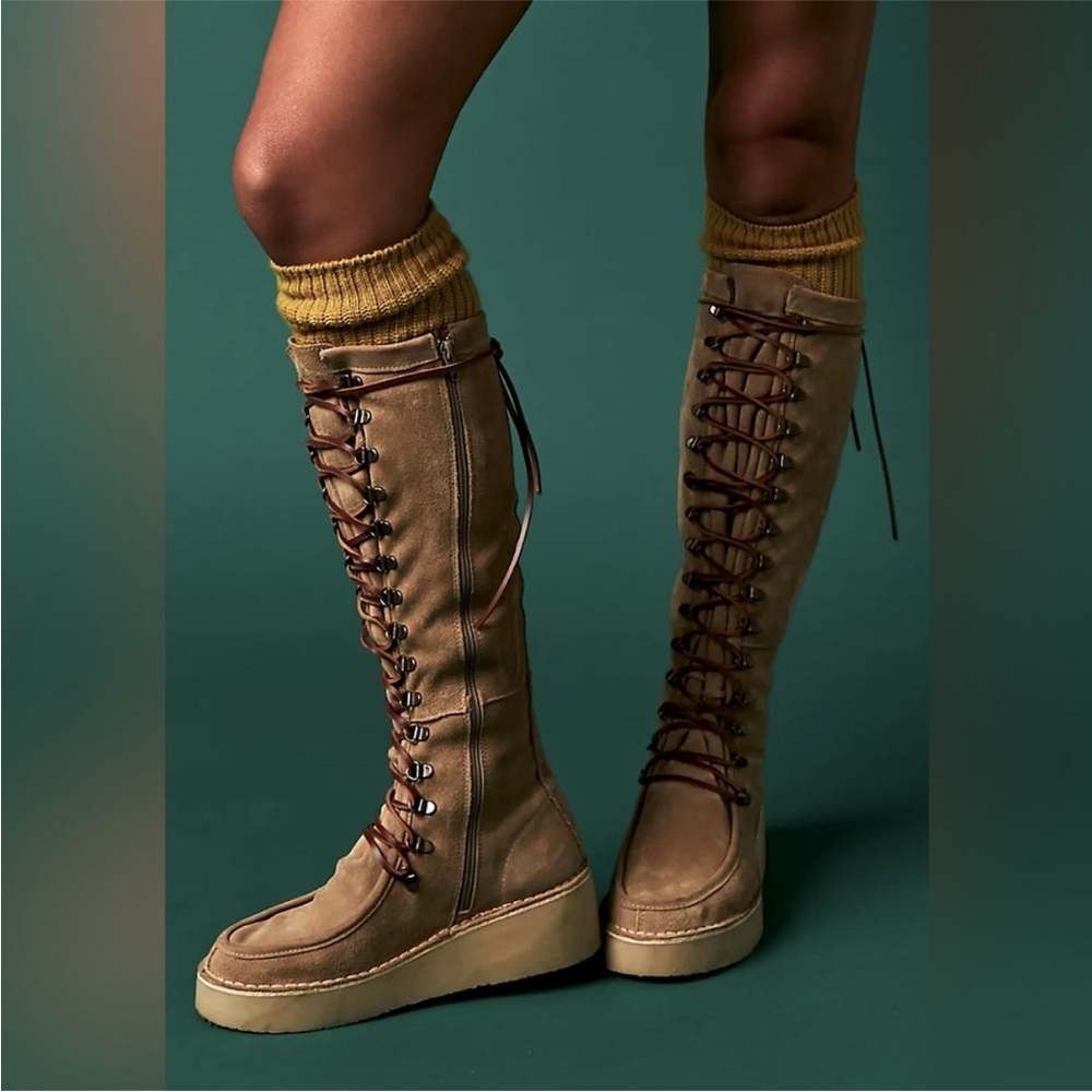 Free People Ava Tall Lace Up Boots Size 38